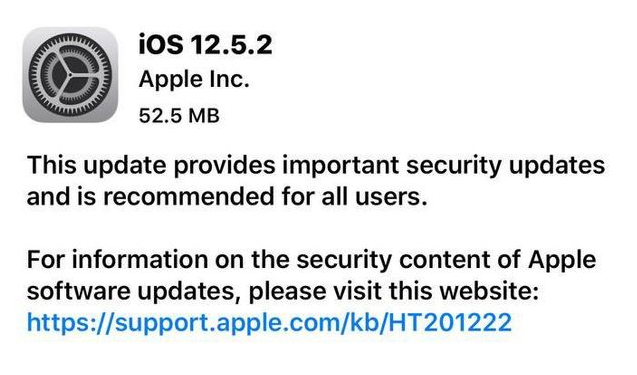 新野苹果手机维修分享iOS12.5.2发布，建议所有老苹果用户安装 